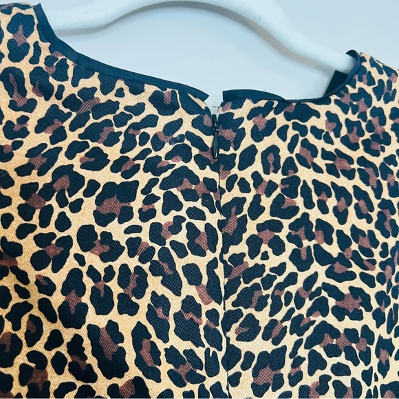 J. Crew Leopard Print Piped Slimming Knee Length Sleeveless Sheath Dress 4 - Picture 7 of 14